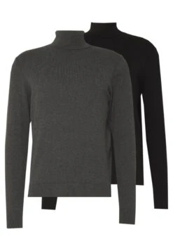 Pier One 2 Pack - Basic Turtleneck - Trui - Black/Mottled Dark Grey