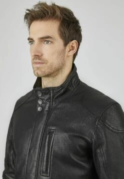 Bugatti Mit Abdeckleiste Und Stehkragen - Leren Jas - Schwarz -Heren Kledings Winkel 6438c4ac1c664d6ea1e43f6b2aafee5c