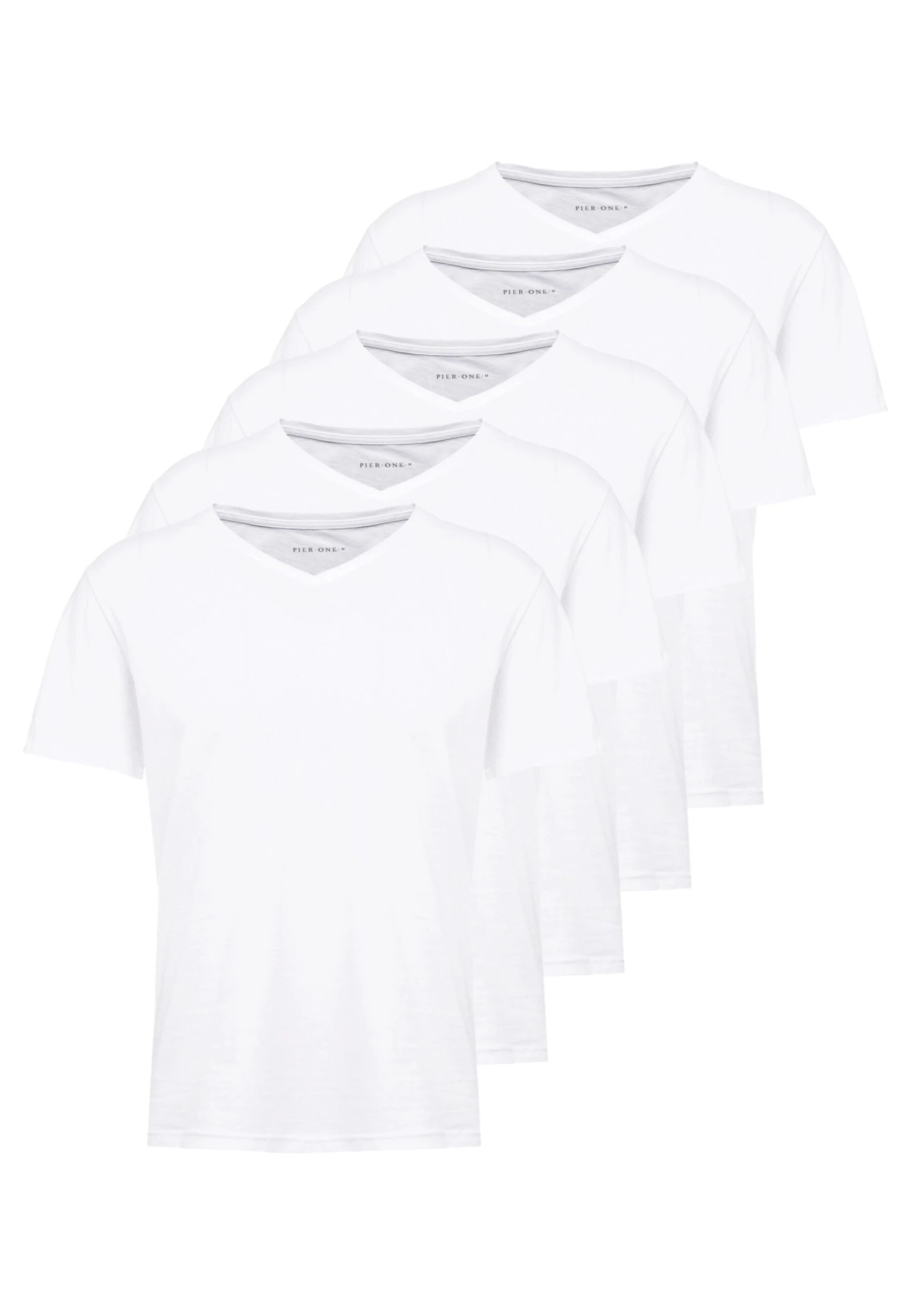 Pier One 5 Pack - T-Shirt Basic - White 6 Pier One 5 Pack - T-Shirt Basic - White - Afbeelding 4