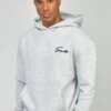 SikSilk Script Embroidery- Hoodie - Grey Marl -Heren Kledings Winkel b0e5f14326b546adb3303ad623c350a2