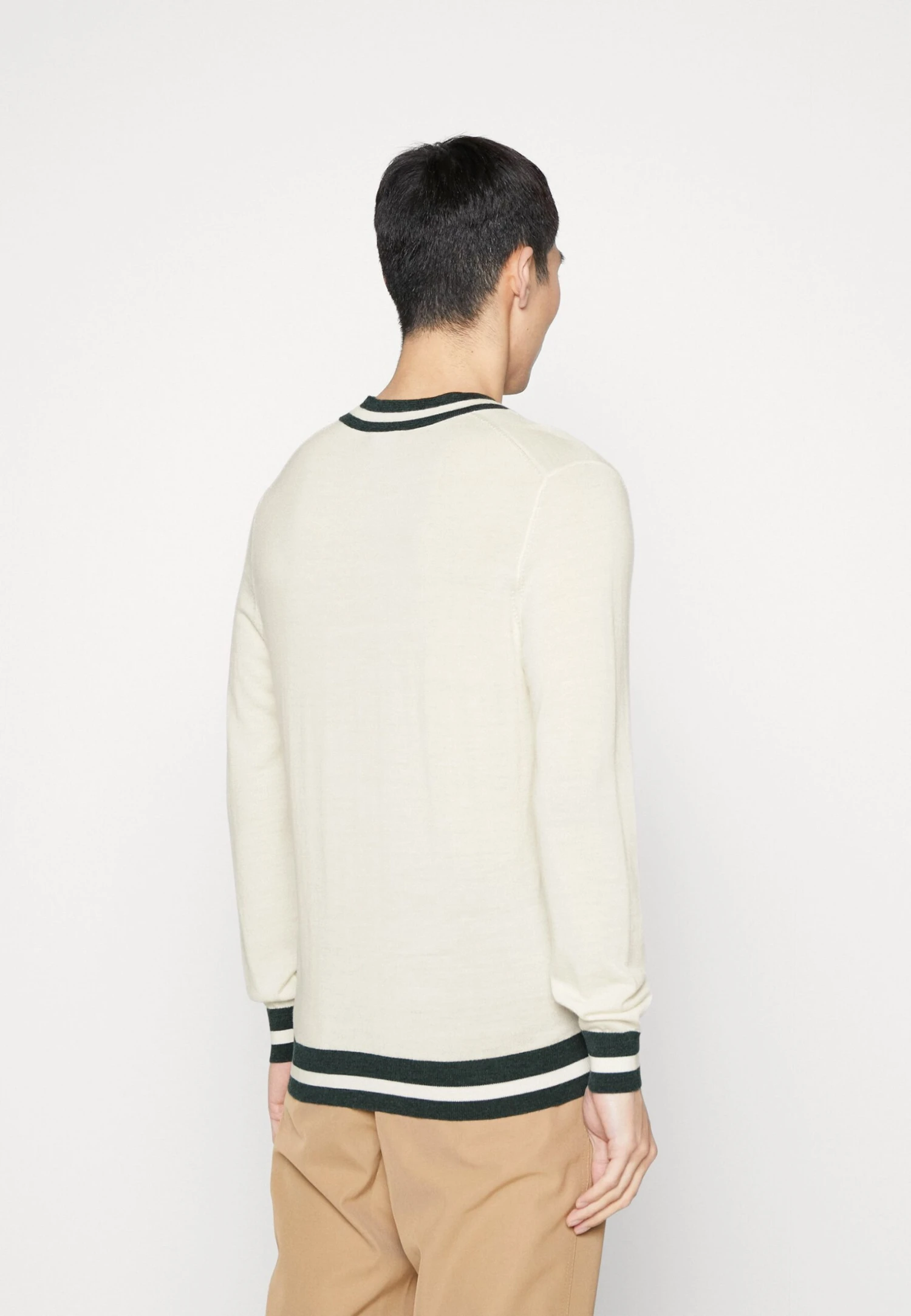 Hackett London Contrast Trim V Neck - Vest - Ecru/Green 5 Hackett London Contrast Trim V Neck - Vest - Ecru/Green - Afbeelding 3